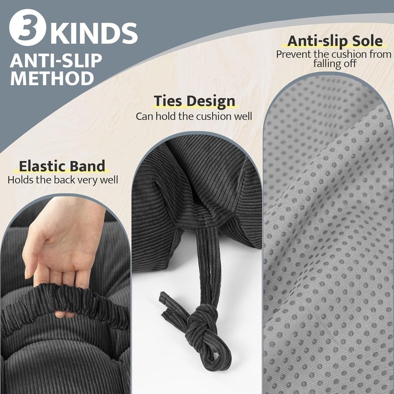 mudilun Adirondack Chair Cushions Non-Slip Indoor Rocking Chair Cushion with Straps Tufted Adirondack Chair Pads for Bedroom Living Room Porch Rocker - Image 3